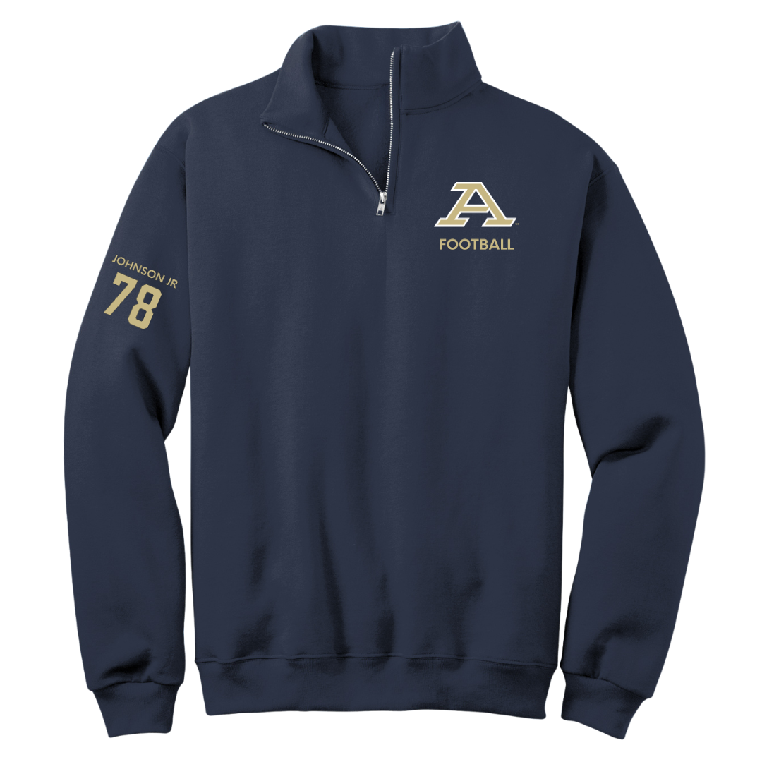 University of Akron Football Navy Quarter-Zip - #78 DJ Johnson Jr