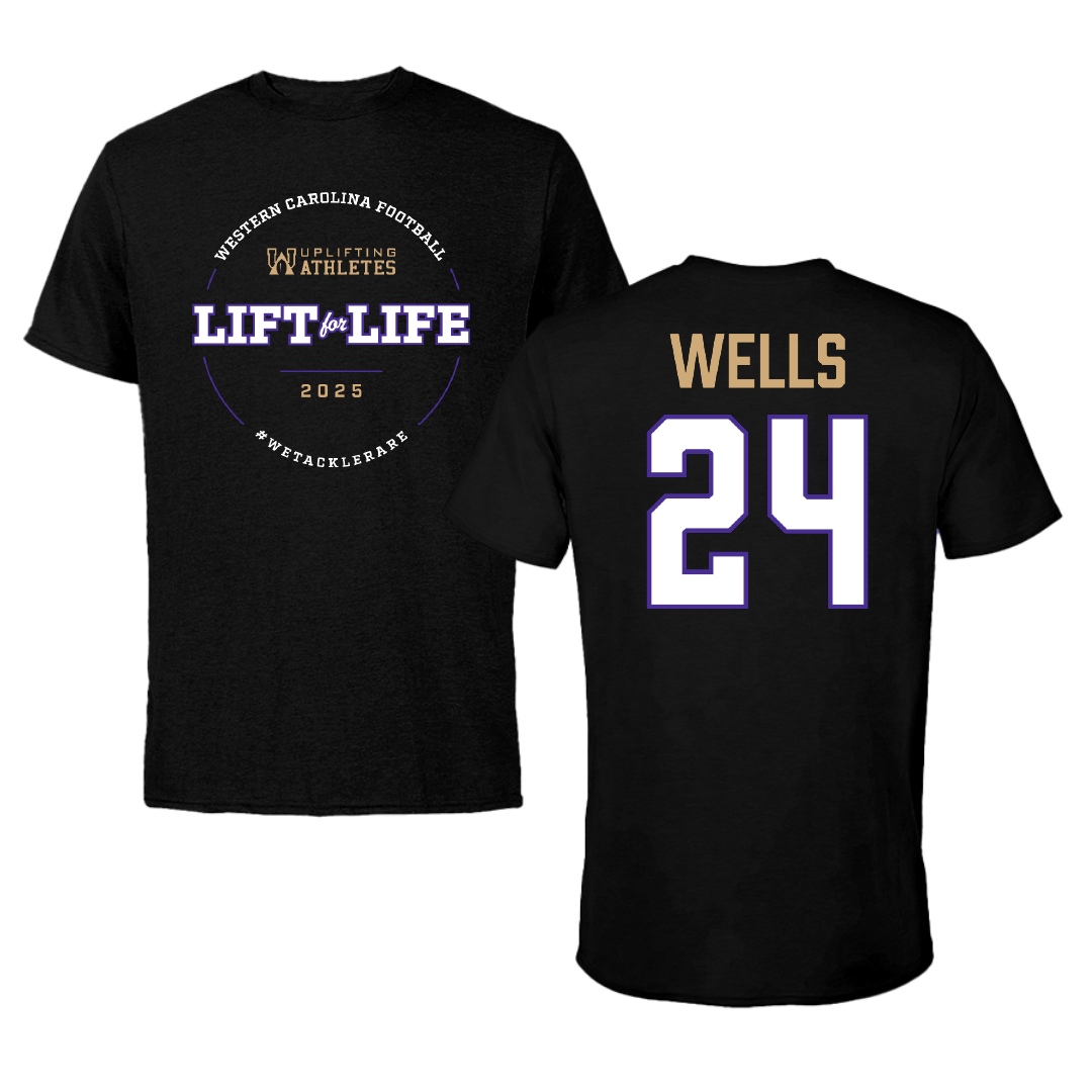 Western Carolina University Football Black Uplifting Athletes Football Tee - #24 Zayveon Wells