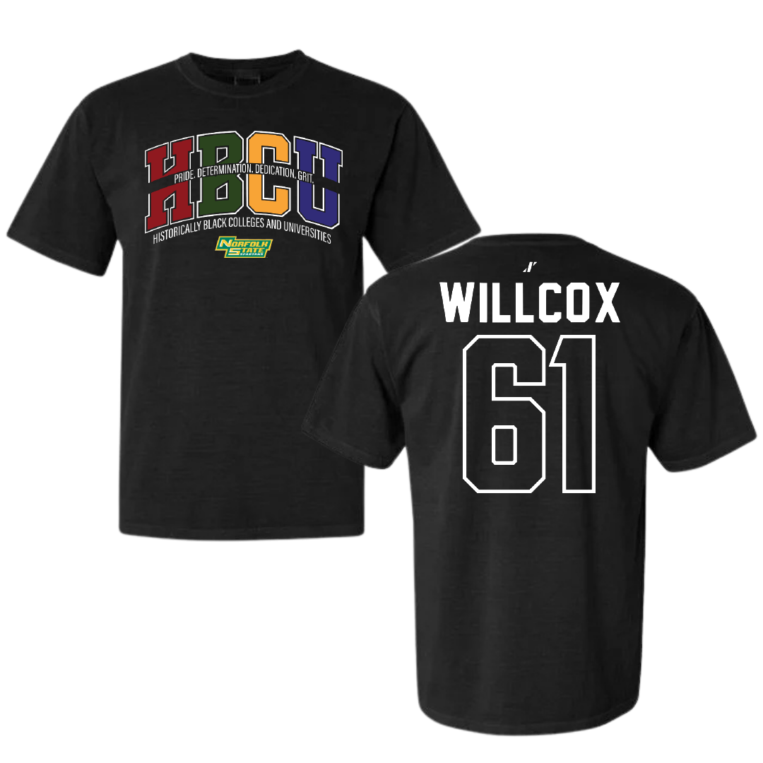 Norfolk State University Football Black HBCU Comfort Colors Tee - #61 Grandin Willcox