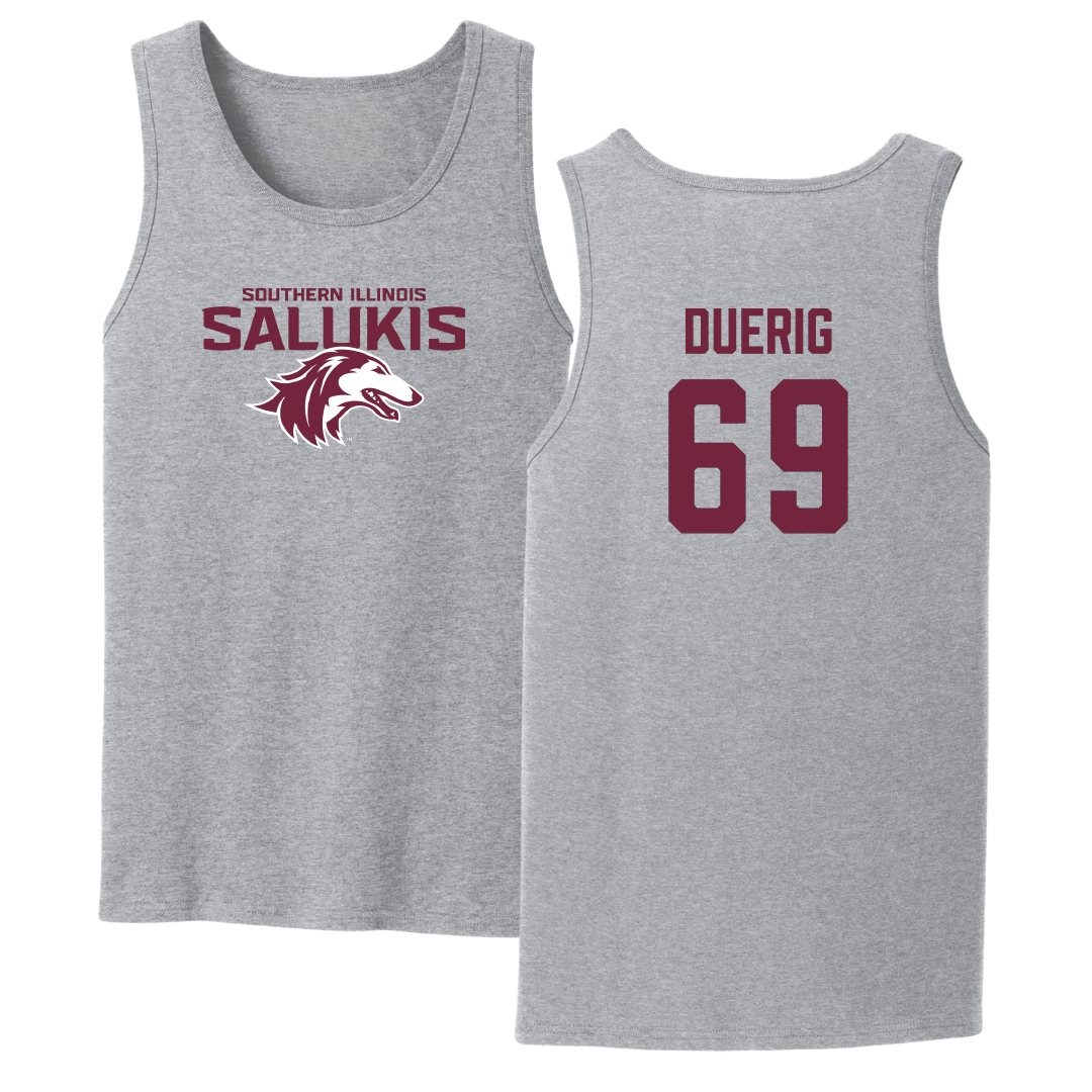 Southern Illinois University at Carbondale Football Sport Gray Tank Top - #69 Aidan Duerig