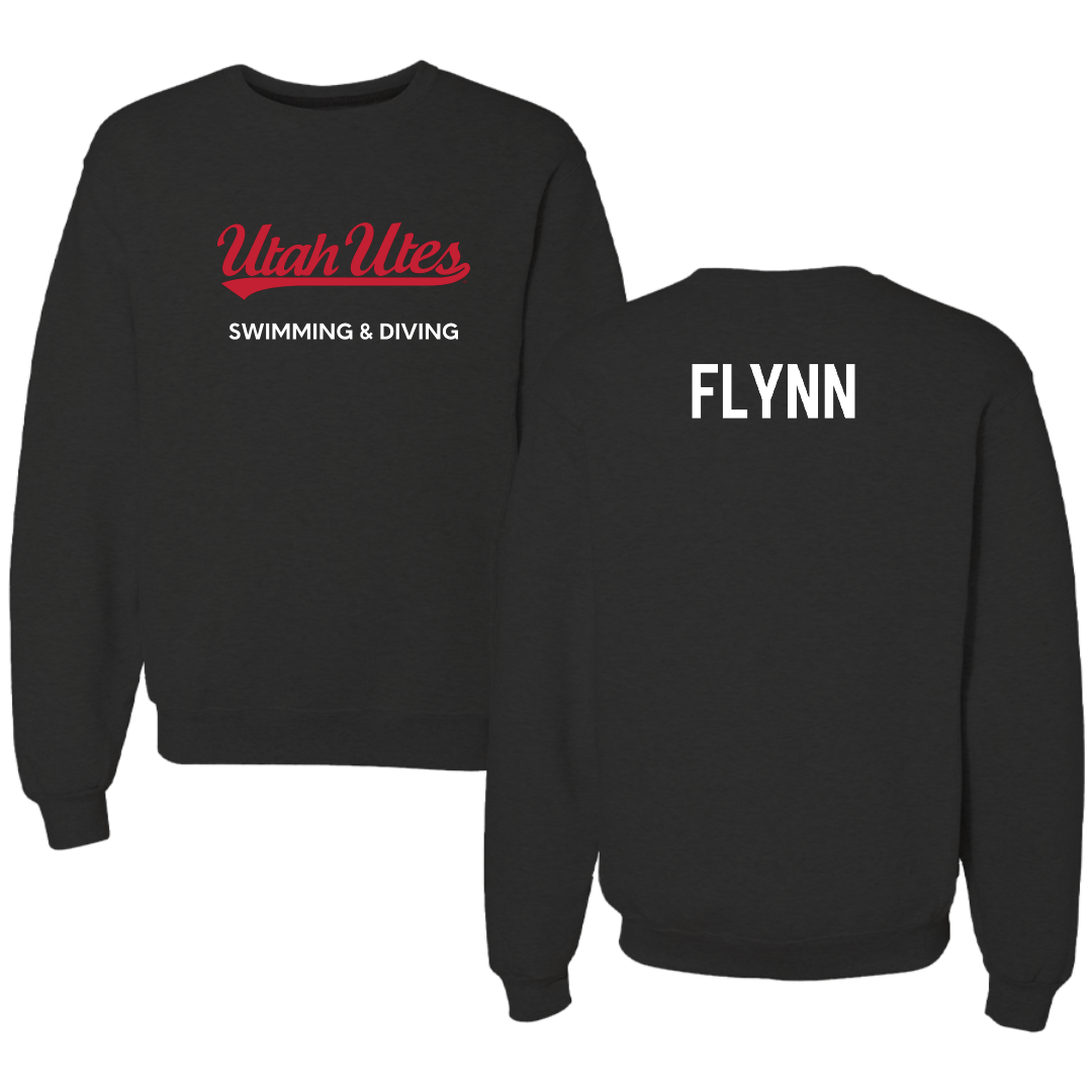 University of Utah Swimming & Diving Black Crewneck - Kelson Flynn