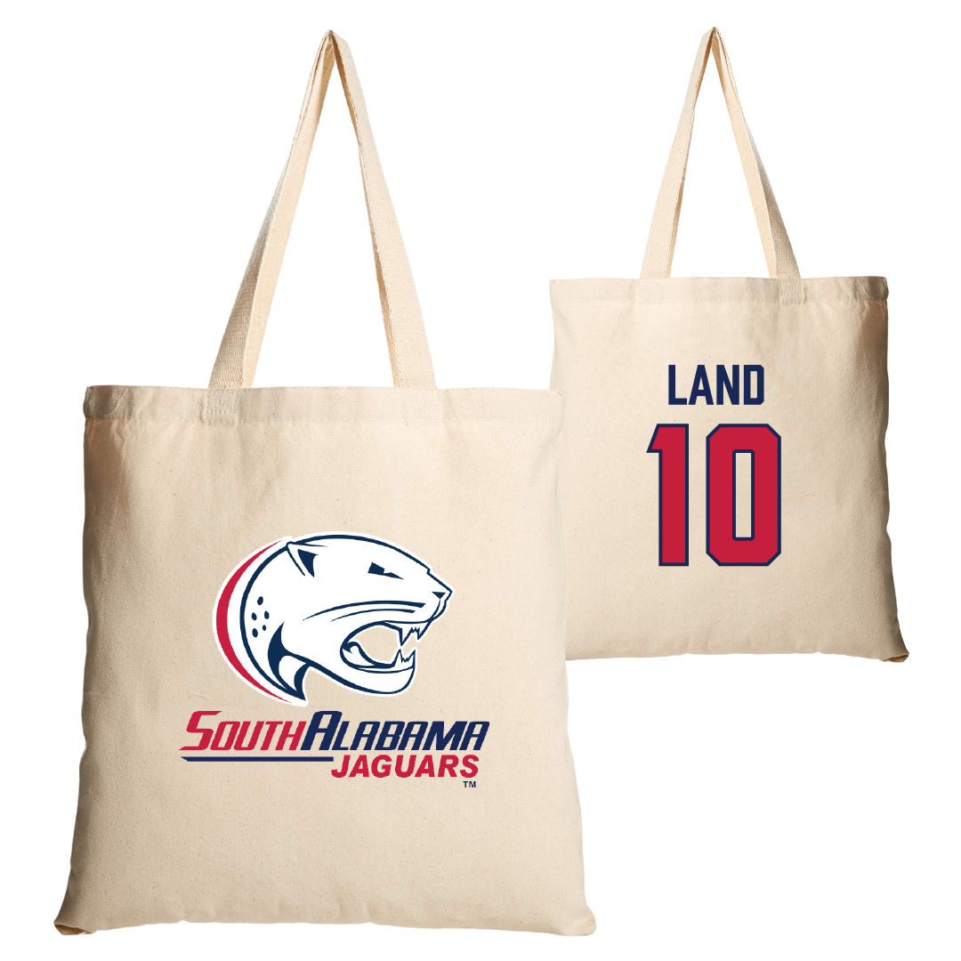 University of South Alabama Basketball Tan Canvas Tote Bag - #10 Maxwell Land
