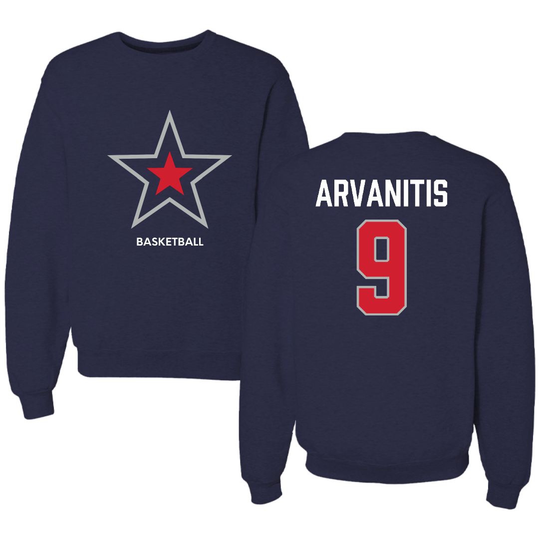 Robert Morris University Basketball (M) Navy Mascot Crewneck - #9 Cyril Arvanitis