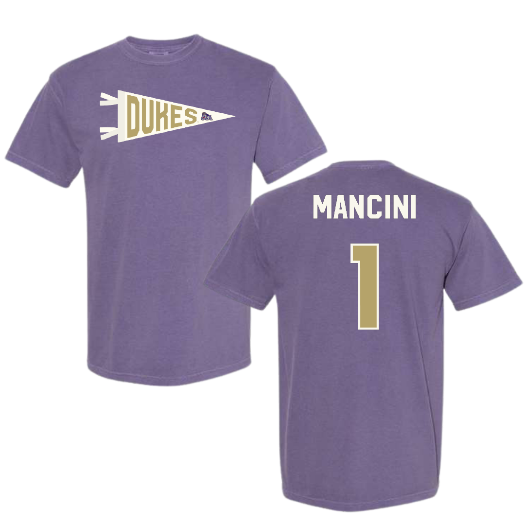 James Madison University Baseball Purple Pennant Comfort Colors Tee - #1 Mike Mancini