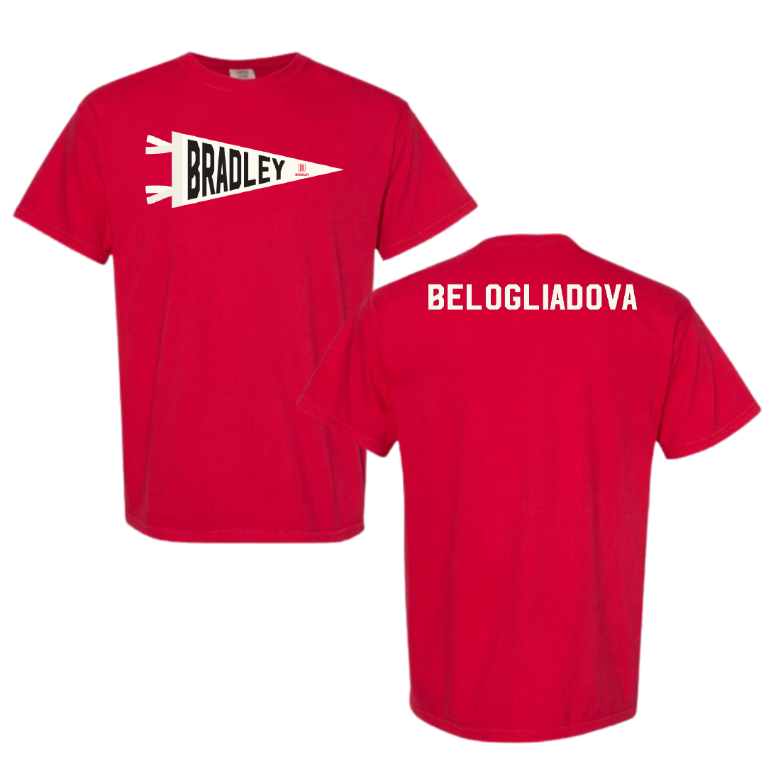 Bradley University Tennis Red Pennant Comfort Colors Tee - Anna Belogliadova