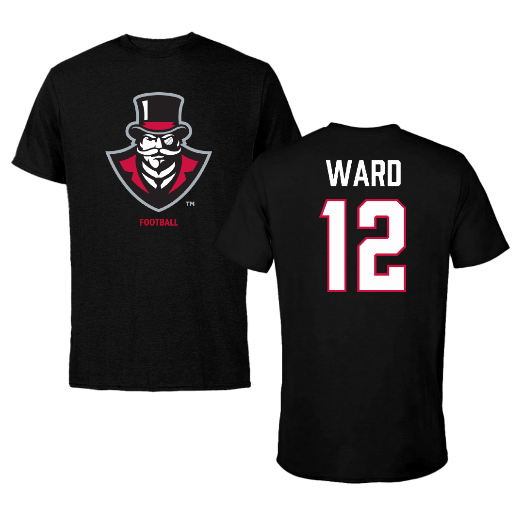 Austin Peay State University Football Black Tee - #12 Jaheim Ward