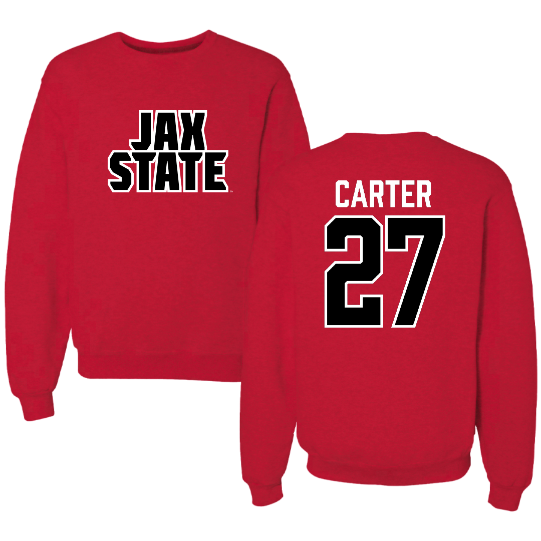 Jacksonville State University Softball Red Crewneck - #27 Kat Carter