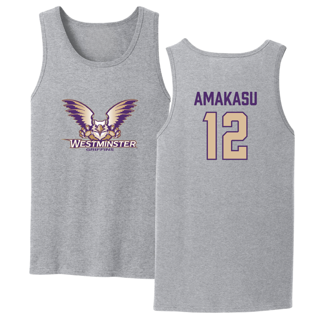Westminster University (Utah) Basketball Sport Gray Tank Top - #12 Peter Amakasu
