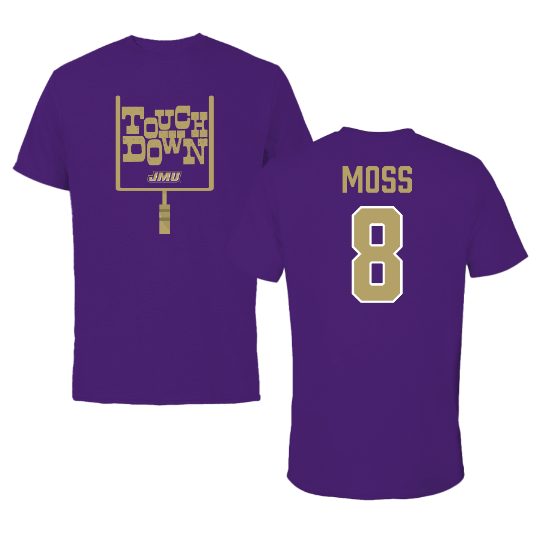 James Madison University Football Purple Touchdown Performance Tee - #8 Max Moss