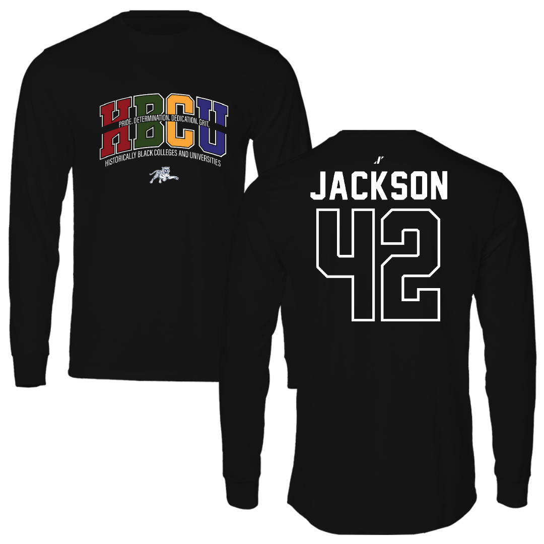 Jackson State University Softball Black HBCU Performance Long Sleeve - #42 Jace Jackson
