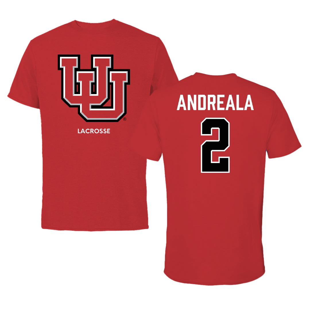University of Utah Lacrosse (M) Red Performance Tee - #2 Jared Andreala