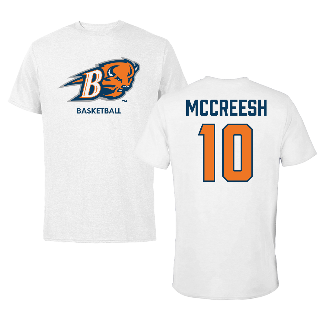 Bucknell University Basketball (M) White Tee - #10 Brandon McCreesh