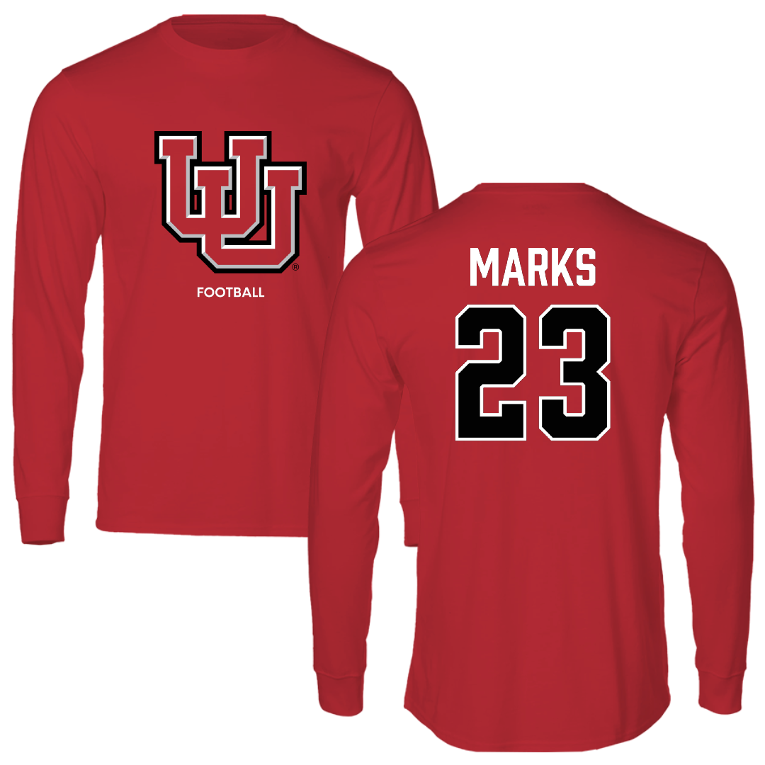 University of Utah Football Red Block Performance Long Sleeve - #23 Faybian Marks