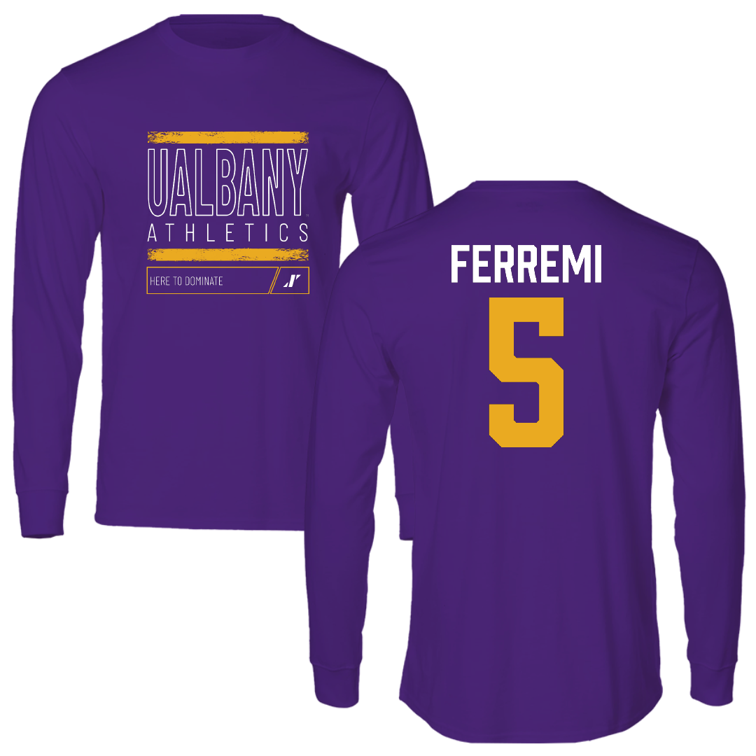 University at Albany Baseball Purple Dominate Performance Long Sleeve - #5 Ryan Ferremi