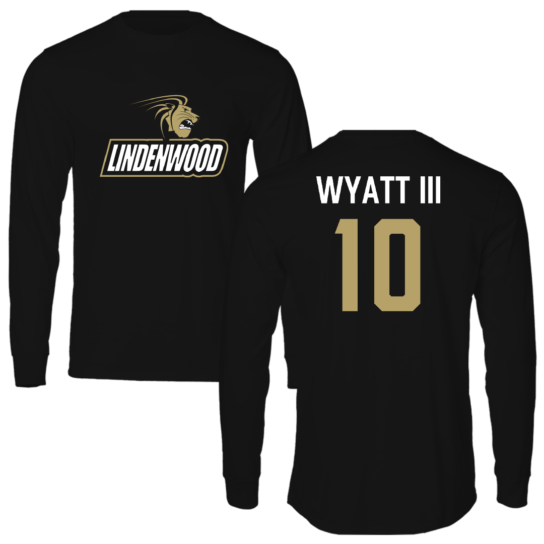 Lindenwood University Football Black Performance Long Sleeve - #10 Jacques Wyatt III