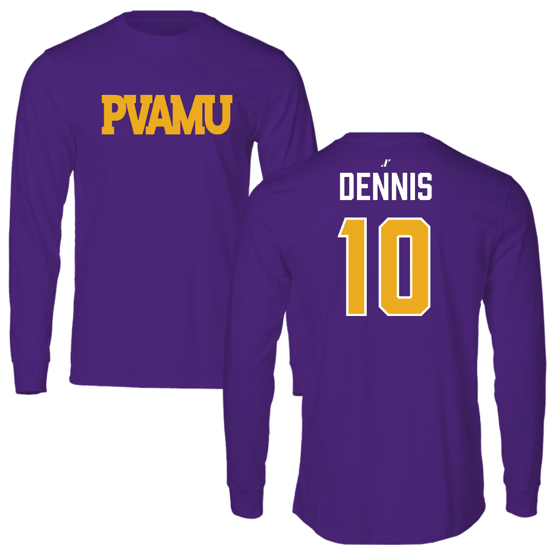 Prairie View A&M University Football Purple Long Sleeve - #10 Andre Dennis