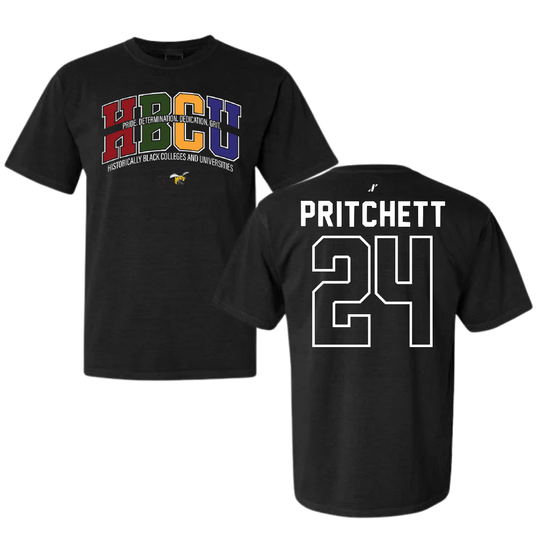 Alabama State University Soccer Black HBCU Comfort Colors Tee - #24 Ania Pritchett