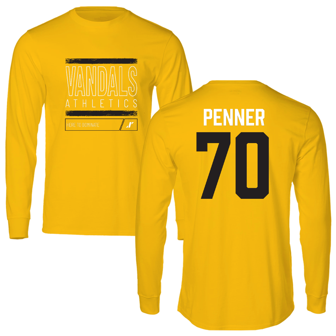 University of Idaho Football Gold Dominate Performance Long Sleeve - #70 Zach Penner