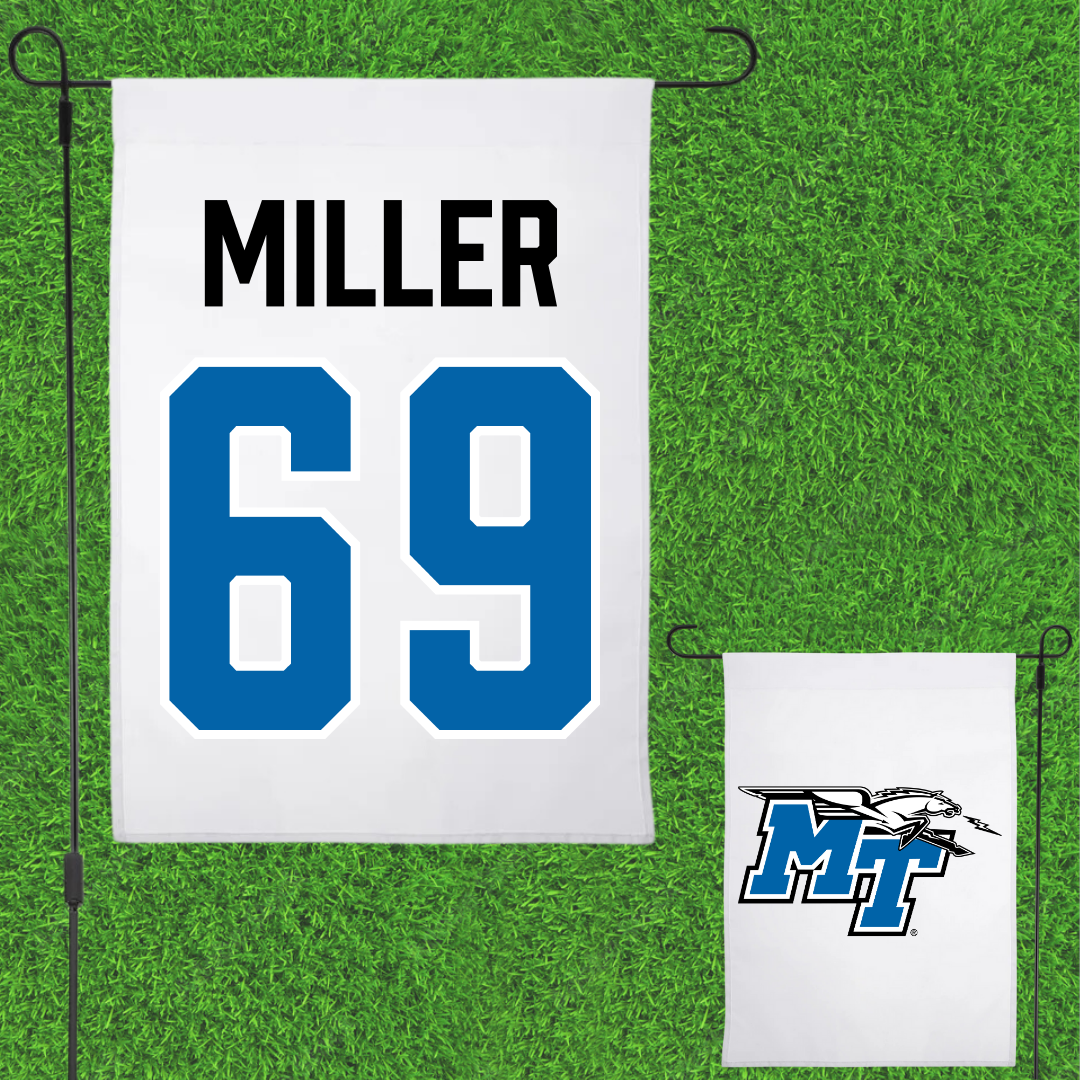 Middle Tennessee State University Football White Garden Flag - #69 Marcus Miller