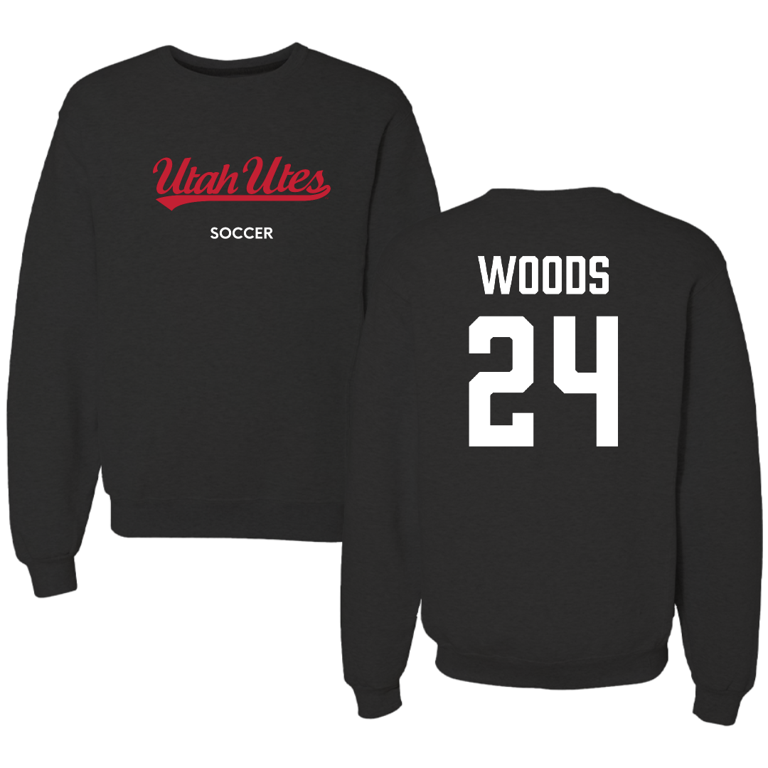 University of Utah Soccer (W) Black Crewneck - #24 Bella Woods