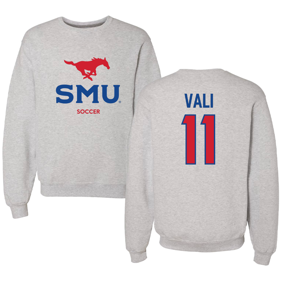 Southern Methodist University Soccer (W) Light Gray Crewneck - #11 Addison Vali