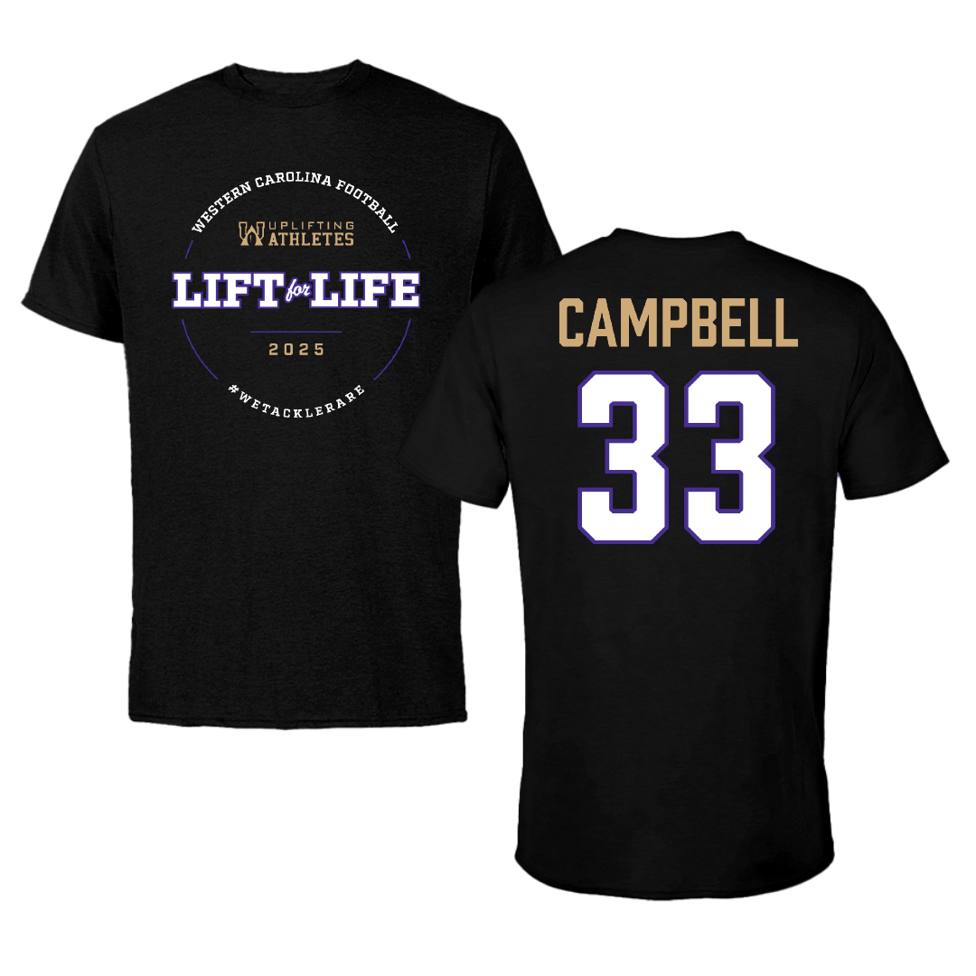 Western Carolina University Football Black Uplifting Athletes Football Tee - #33 Lee Campbell