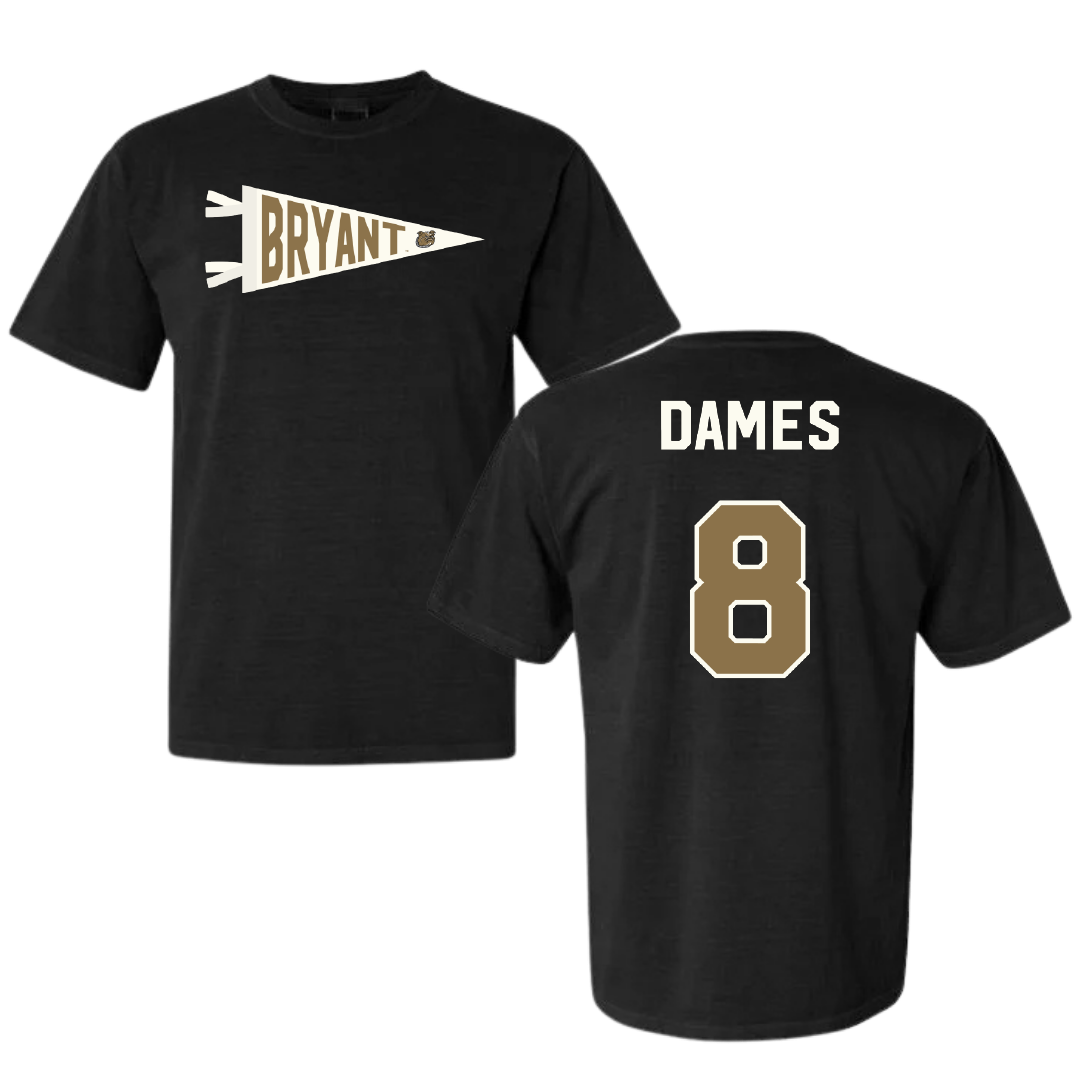 Bryant University Football Black Pennant Comfort Colors Tee - #8 Javin Dames
