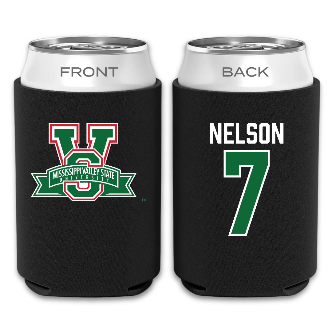 Mississippi Valley State University Football Black Can Cooler - #7 Camo Nelson