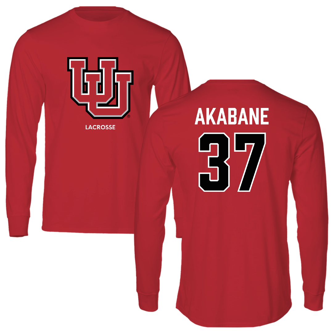 University of Utah Lacrosse (M) Red Block Performance Long Sleeve - #37 Trey Akabane