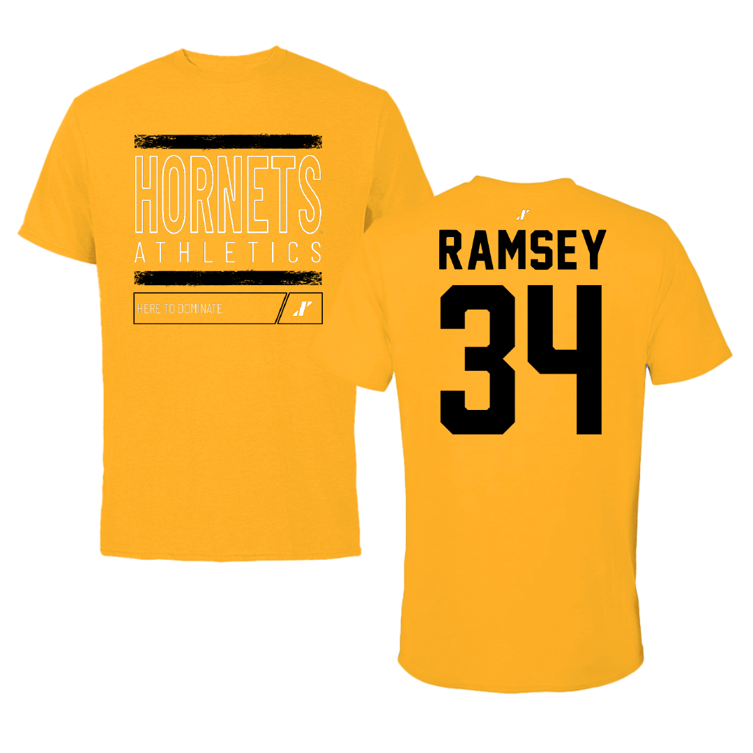 Alabama State University Softball Gold Dominate Tee - #34 Brooke Ramsey