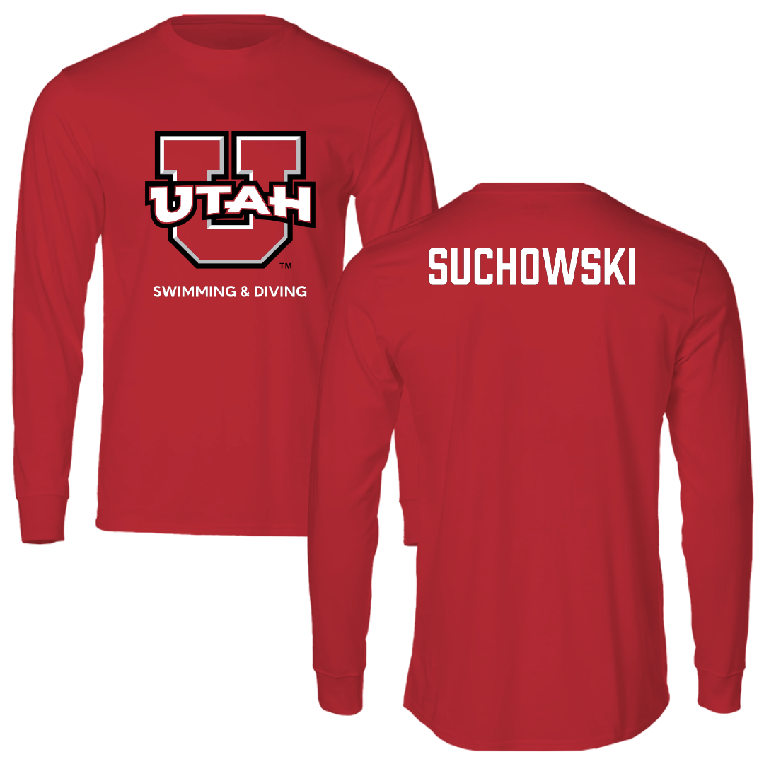 University of Utah Swimming & Diving Red Utes Performance Long Sleeve - Jake Suchowski
