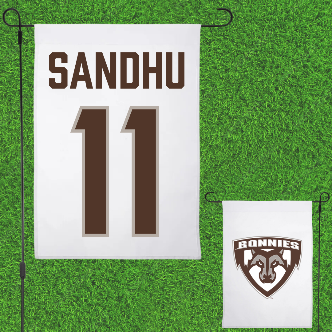 St. Bonaventure University Soccer White Garden Flag - #11 Ishana Sandhu