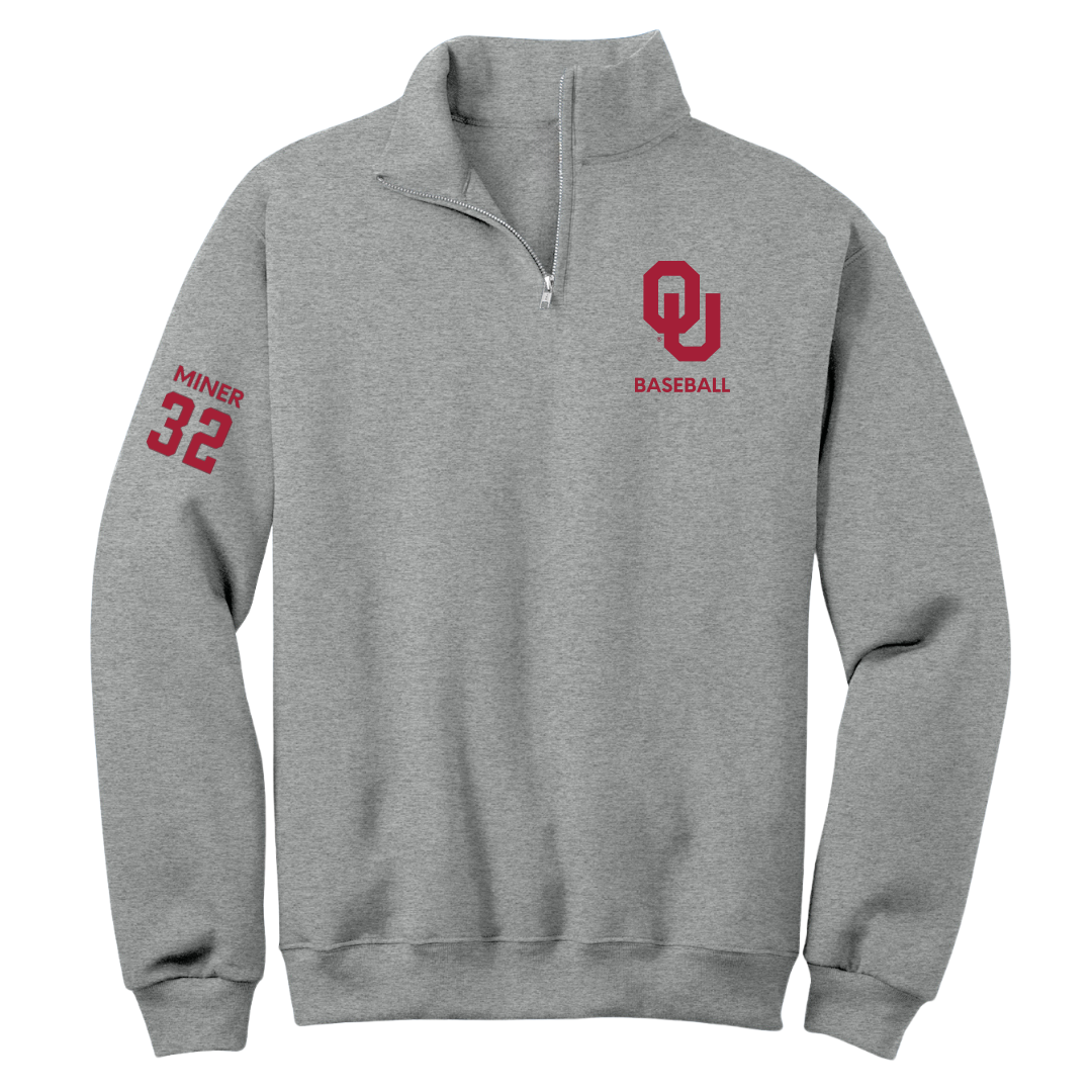 University of Oklahoma Baseball Sport Gray Quarter-Zip - #32 Jace Miner