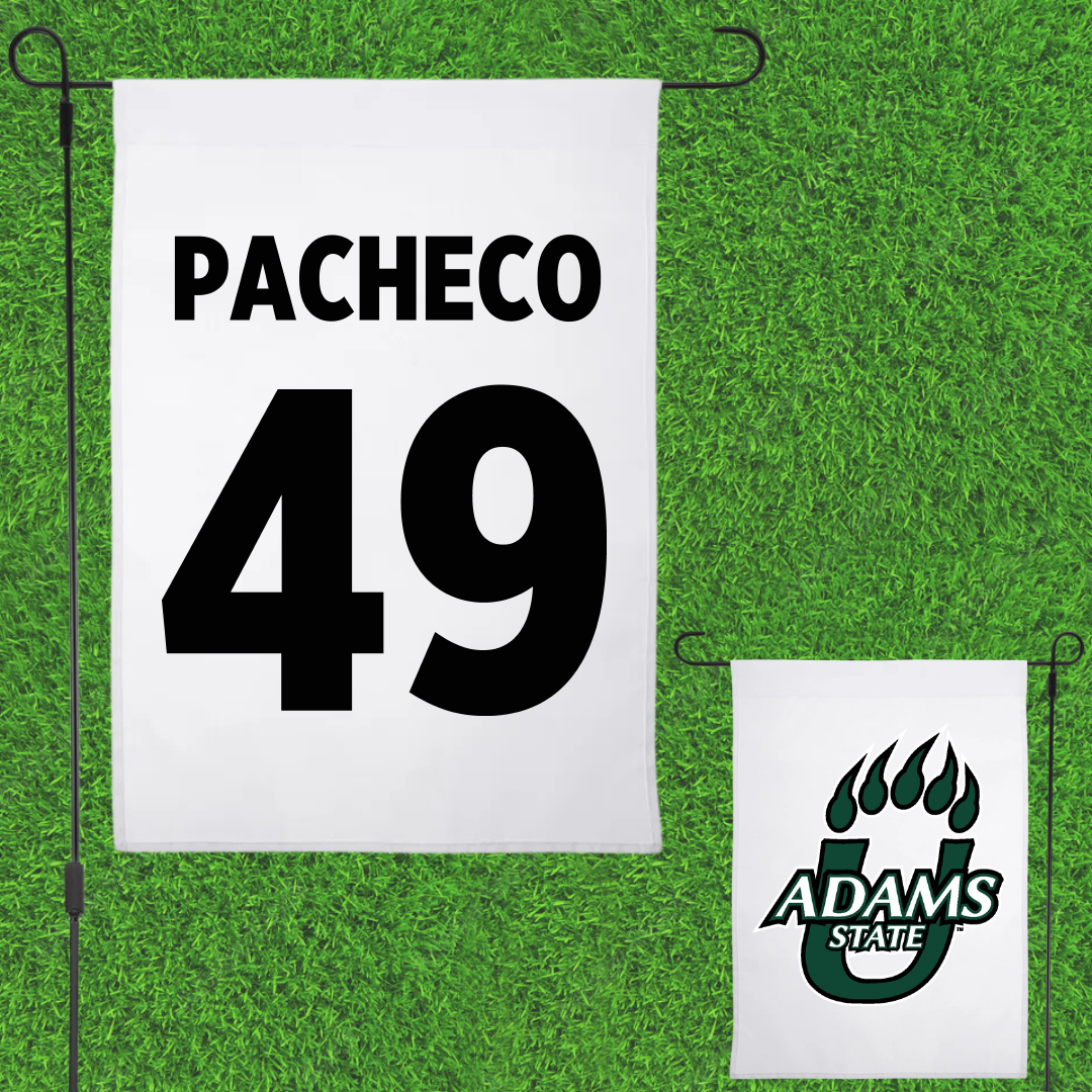 Adams State University Football White Garden Flag - #49 Quinton Pacheco