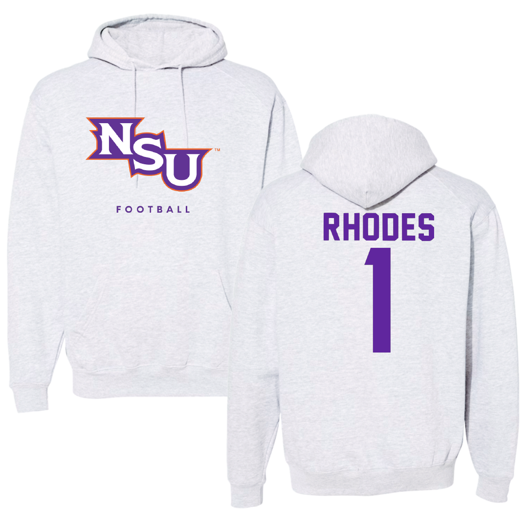 Northwestern State University Football Gray Hoodie - #1 Dylan Rhodes