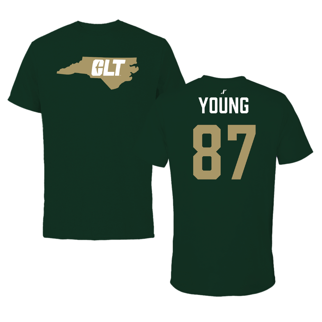 The University of North Carolina at Charlotte Football Forest Green State Tee - #87 Jake Young