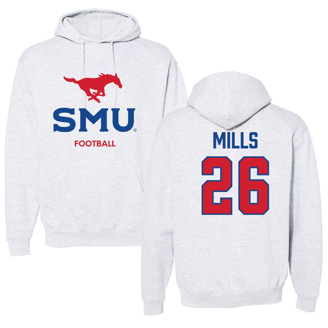 Southern Methodist University Football Light Gray Hoodie - #26 Keyshon Mills