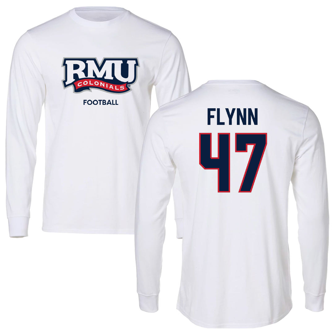 Robert Morris University Football White Mascot Performance Long Sleeve - #47 Mack Flynn