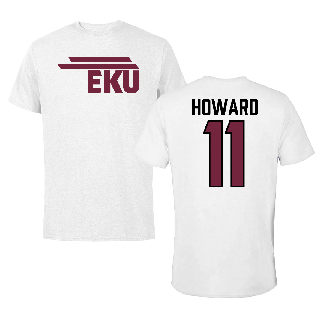Eastern Kentucky University Football White Football Performance Tee - #11 Blake Howard
