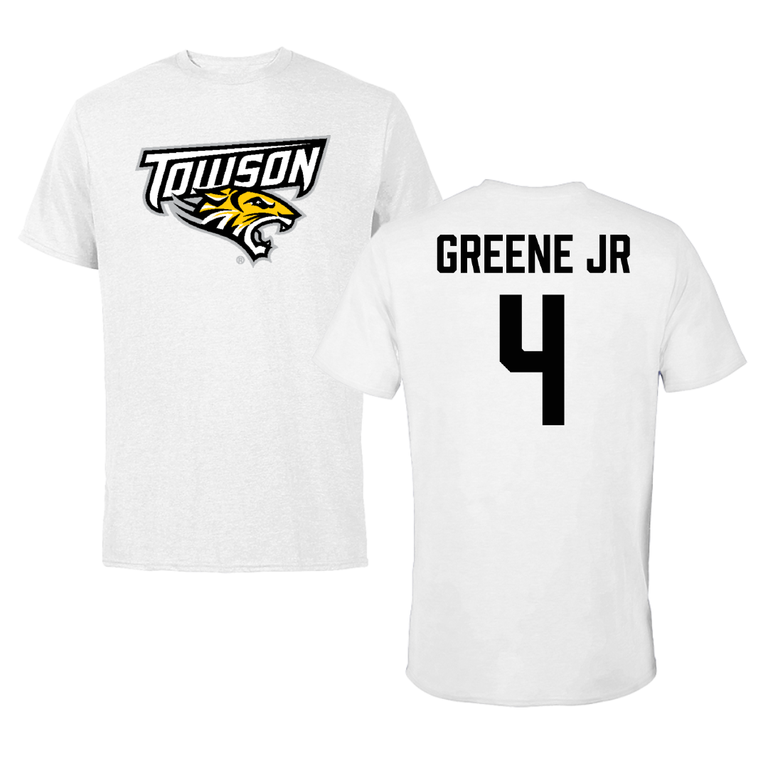Towson University Football White Tee - #4 Tyrell Greene Jr
