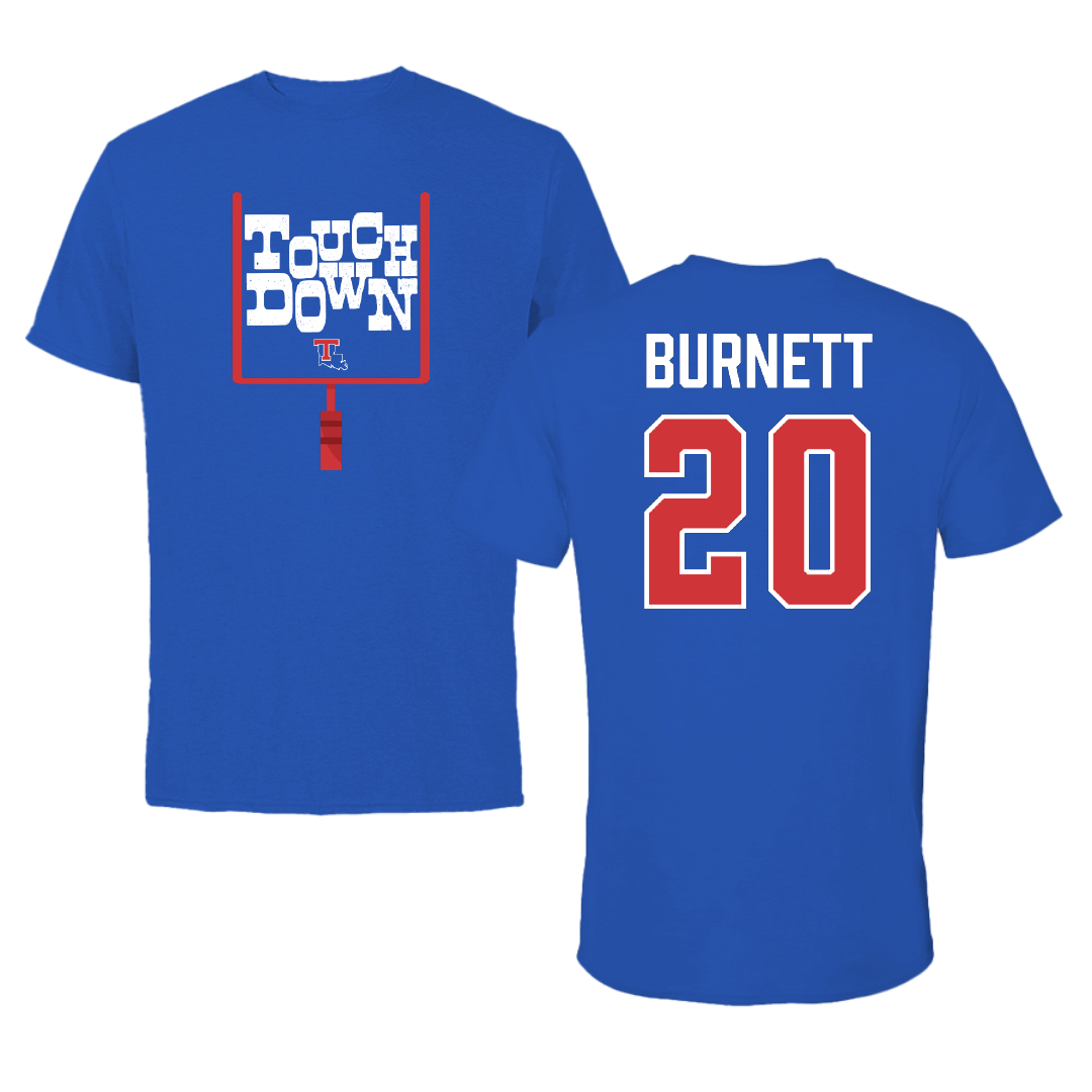 Louisiana Tech University Football Blue Touchdown Tee - #20 J'Dan Burnett
