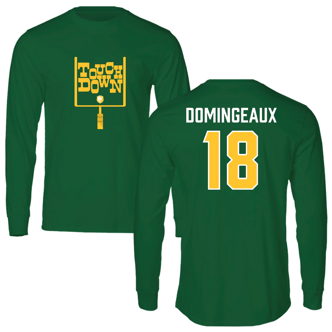 Southeastern Louisiana University Football Green Touchdown Performance Long Sleeve - #18 Jaylon Domingeaux