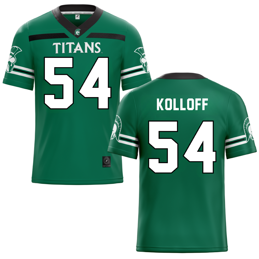 Illinois Wesleyan University Green Football Jersey - #54 Ethan Kolloff