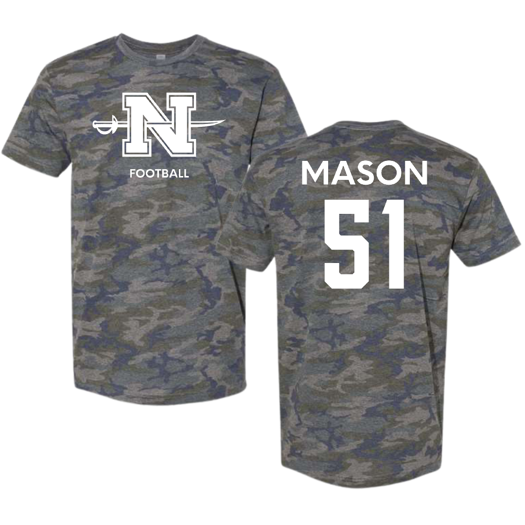 Nicholls State University Football Vintage Camo Tee - #51 Joe Mason