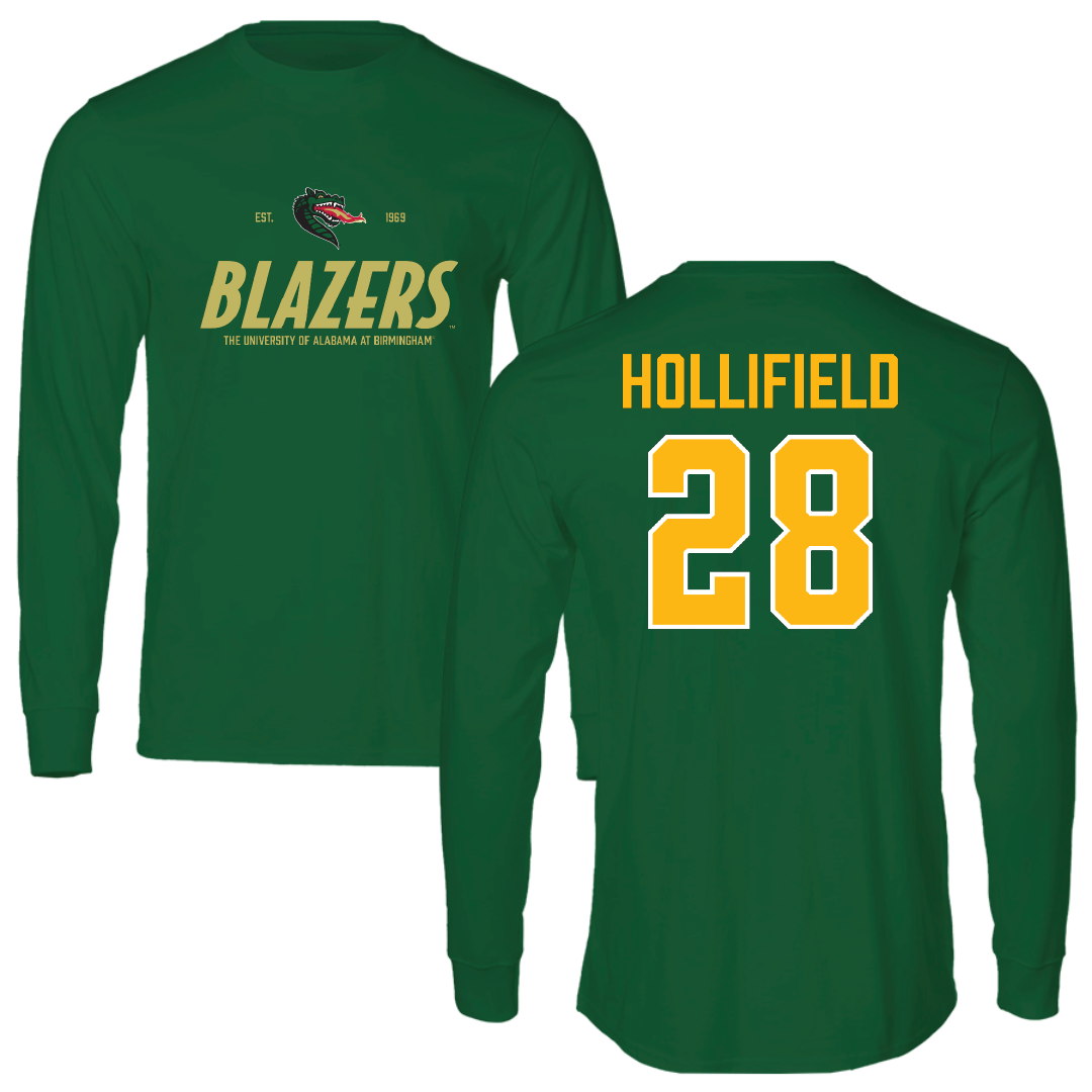 University of Alabama at Birmingham Baseball Green General Performance Long Sleeve - #28 Nicholas Hollifield