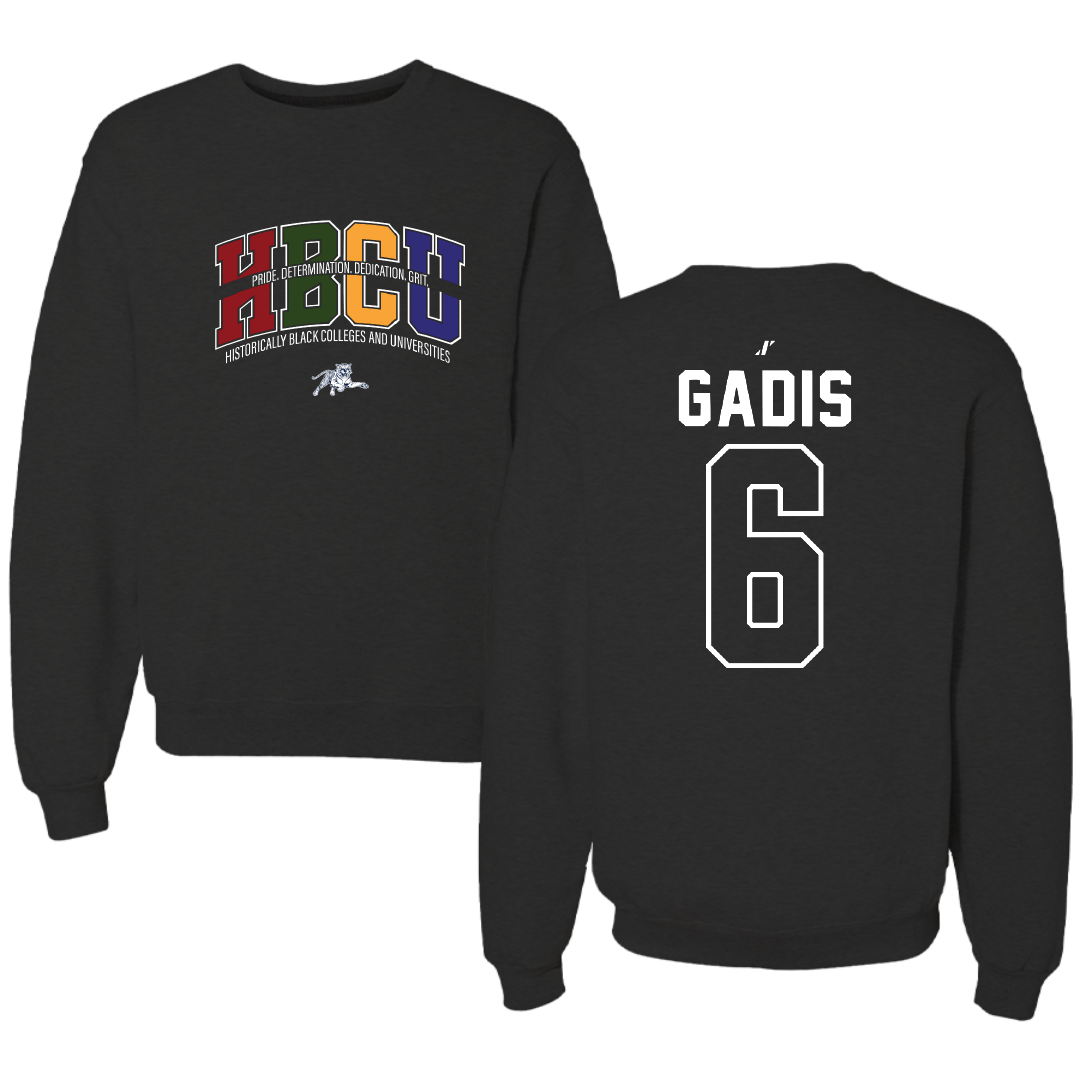 Jackson State University Volleyball Black HBCU Crewneck - #6 Naija Gadis