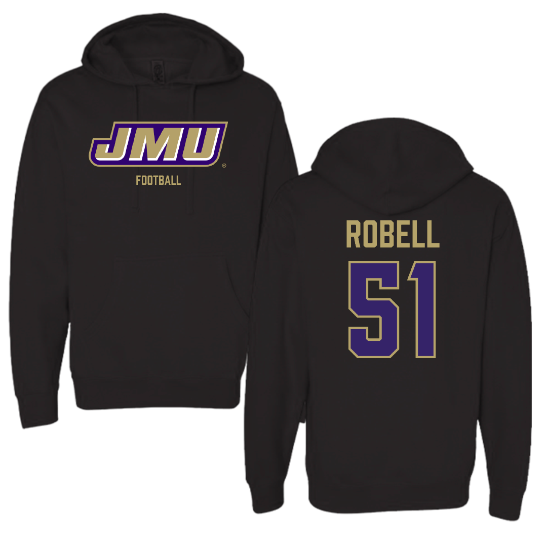 James Madison University Football Black Hoodie - #51 Riley Robell
