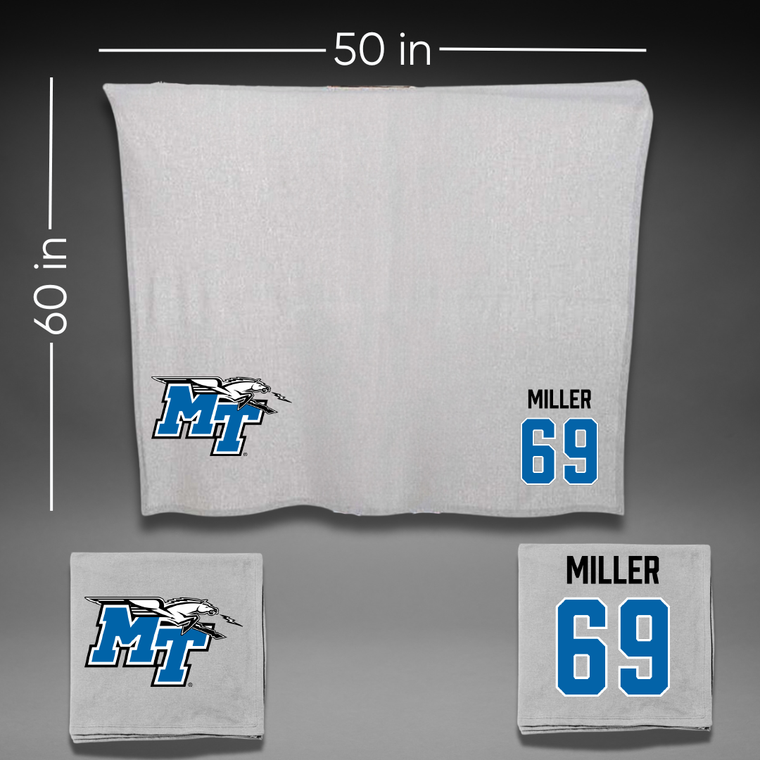 Middle Tennessee State University Football Gray Blanket - #69 Marcus Miller