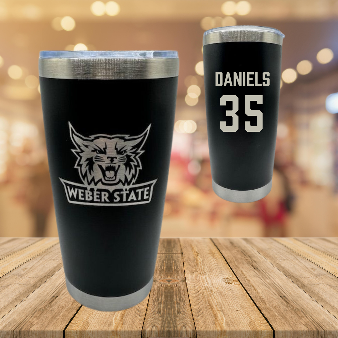 Weber State University Football Black Stainless Steel Tumbler - #35 Rishi Daniels