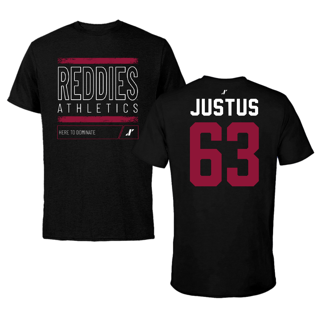 Henderson State University Football Black Dominate Performance Tee - #63 Conner Justus